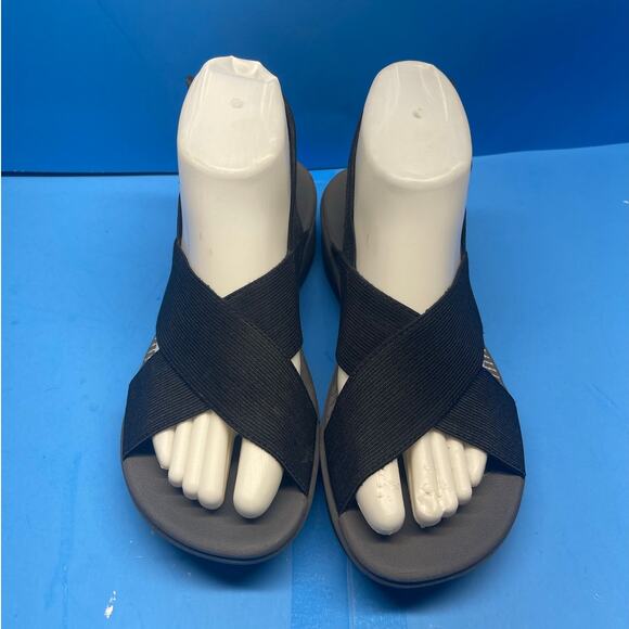 Clarks Black Aria Kaydin Sandals Cloudsteppers Stappy Comfort Women's size 7 - Picture 2 of 9